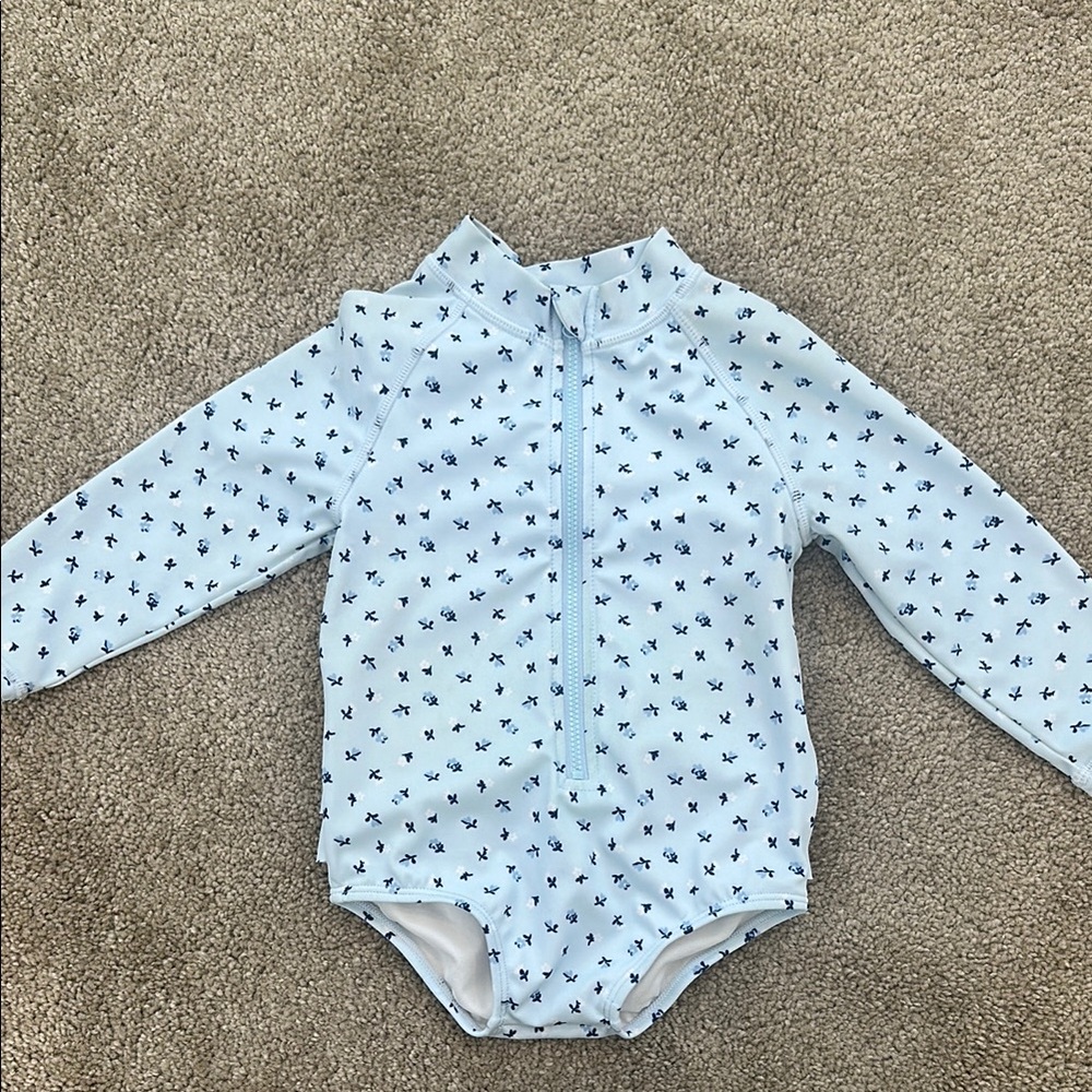 Kids Blue Floral One Piece Swimsuit